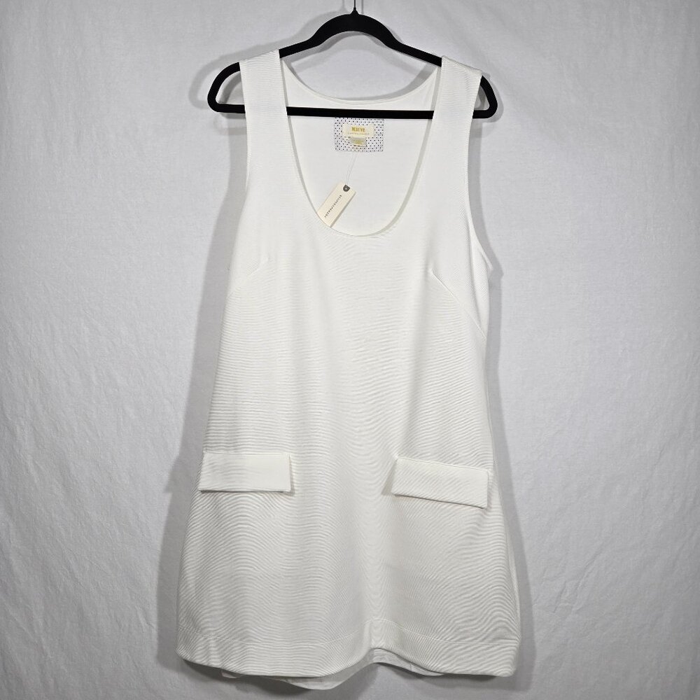 MAEVE by ANTHROPOLOGIE Sirencore Elevated Basic IVORY Texture Mini Dress Size XL